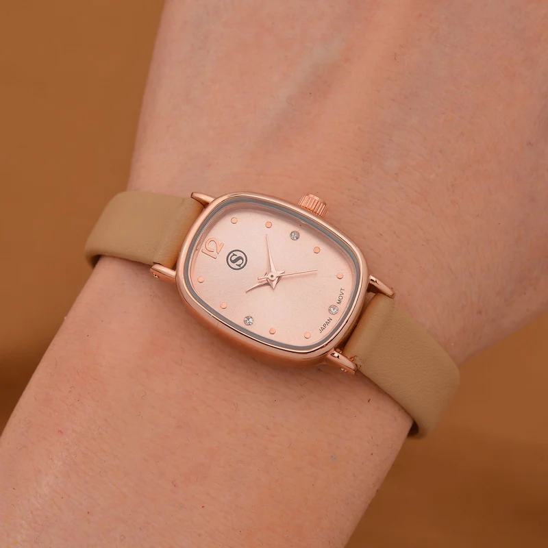 STRADA PC21S Uhr mit Japanischem Uhrwerk, Roségoldfarbenem Gehäuse und Kaffeebraunem PU-Armband