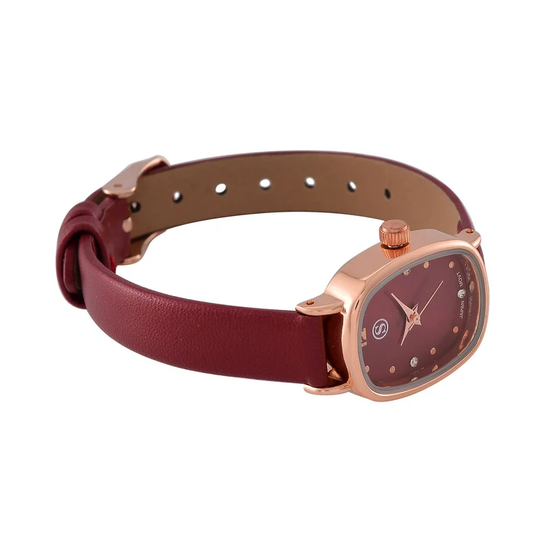 STRADA PC21S Uhr mit Japanischem Uhrwerk, Roségoldfarbenem Gehäuse und Kaffeebraunem PU-Armband