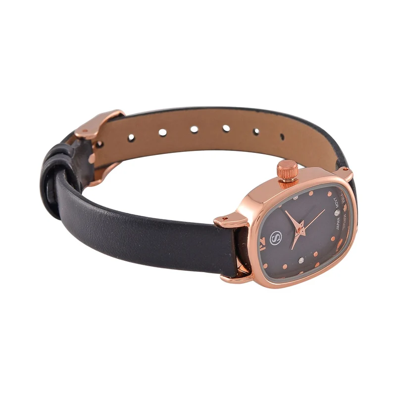 STRADA PC21S Uhr mit Japanischem Uhrwerk, Roségoldfarbenem Gehäuse und Kaffeebraunem PU-Armband