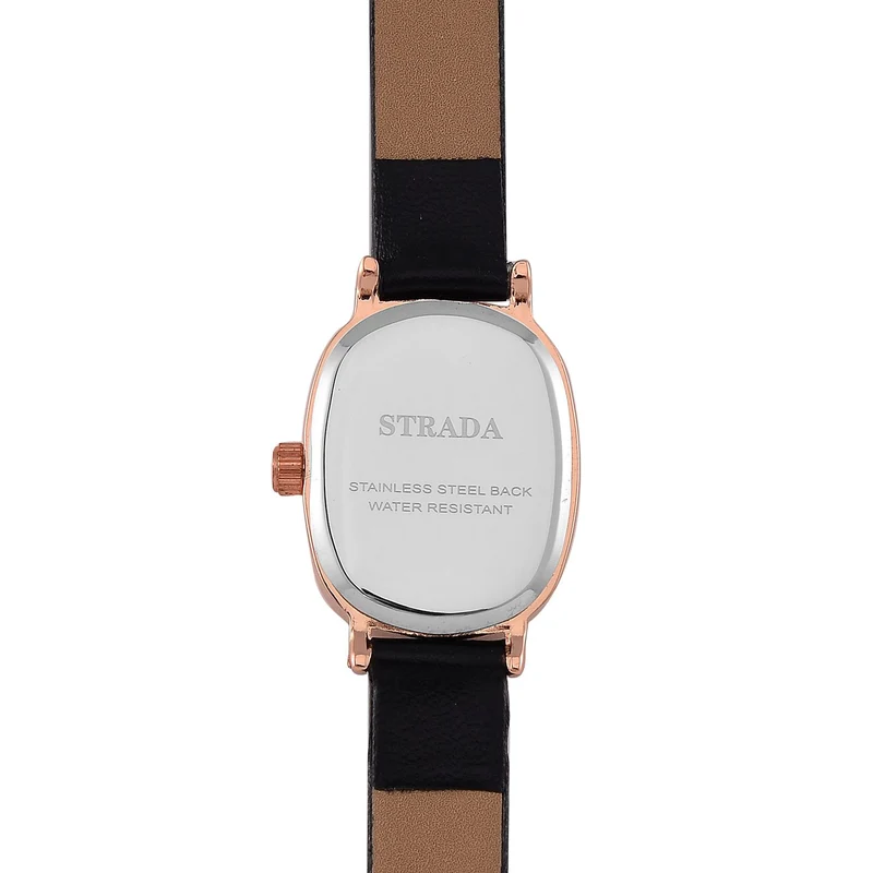 STRADA PC21S Uhr mit Japanischem Uhrwerk, Roségoldfarbenem Gehäuse und Kaffeebraunem PU-Armband