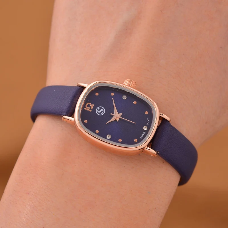 STRADA PC21S Uhr mit Japanischem Uhrwerk, Roségoldfarbenem Gehäuse und Kaffeebraunem PU-Armband