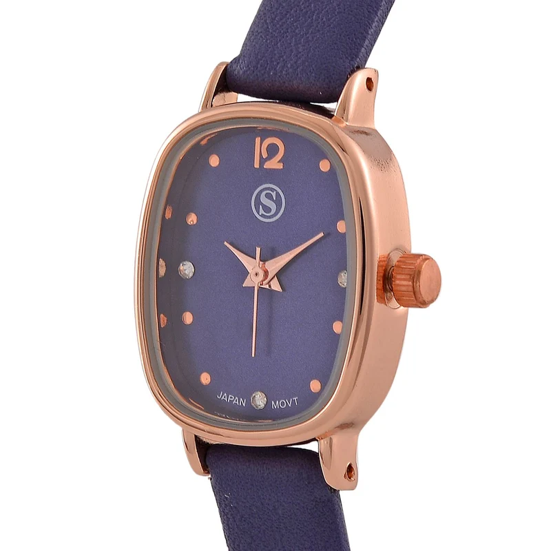 STRADA PC21S Uhr mit Japanischem Uhrwerk, Roségoldfarbenem Gehäuse und Kaffeebraunem PU-Armband