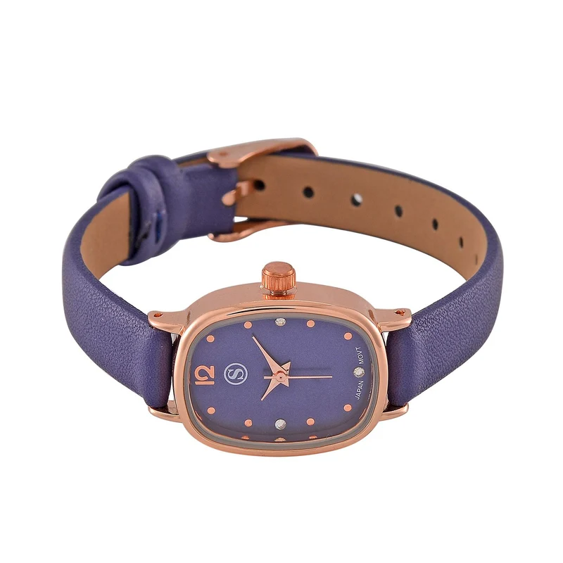 STRADA PC21S Uhr mit Japanischem Uhrwerk, Roségoldfarbenem Gehäuse und Kaffeebraunem PU-Armband