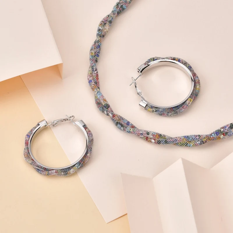 Weißer Kristall Schmuckset Reines Messing