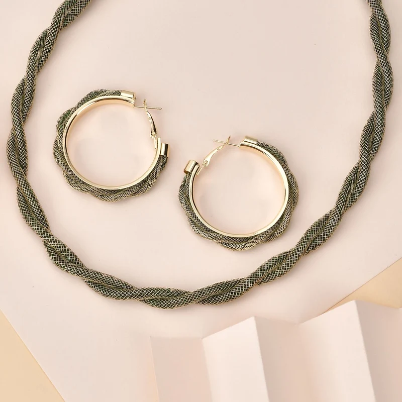 Weißer Kristall Schmuckset Reines Messing