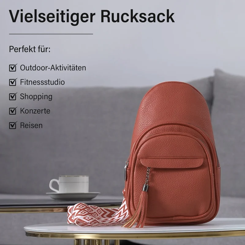 Crossbody-Tasche aus Nylon, mit mehreren Reißverschlussfächern und verstellbarem Schulterriemen, 24x15x9?cm, Rot