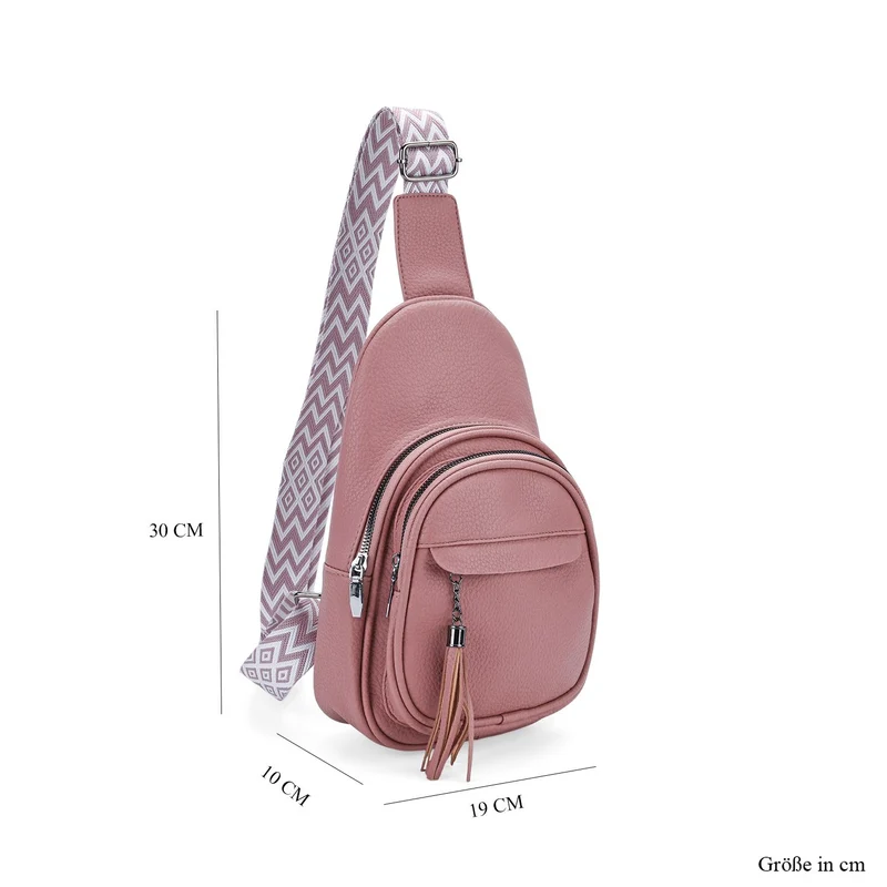 Crossbody-Tasche aus Nylon, mit mehreren Reißverschlussfächern und verstellbarem Schulterriemen, 24x15x9?cm, Rot