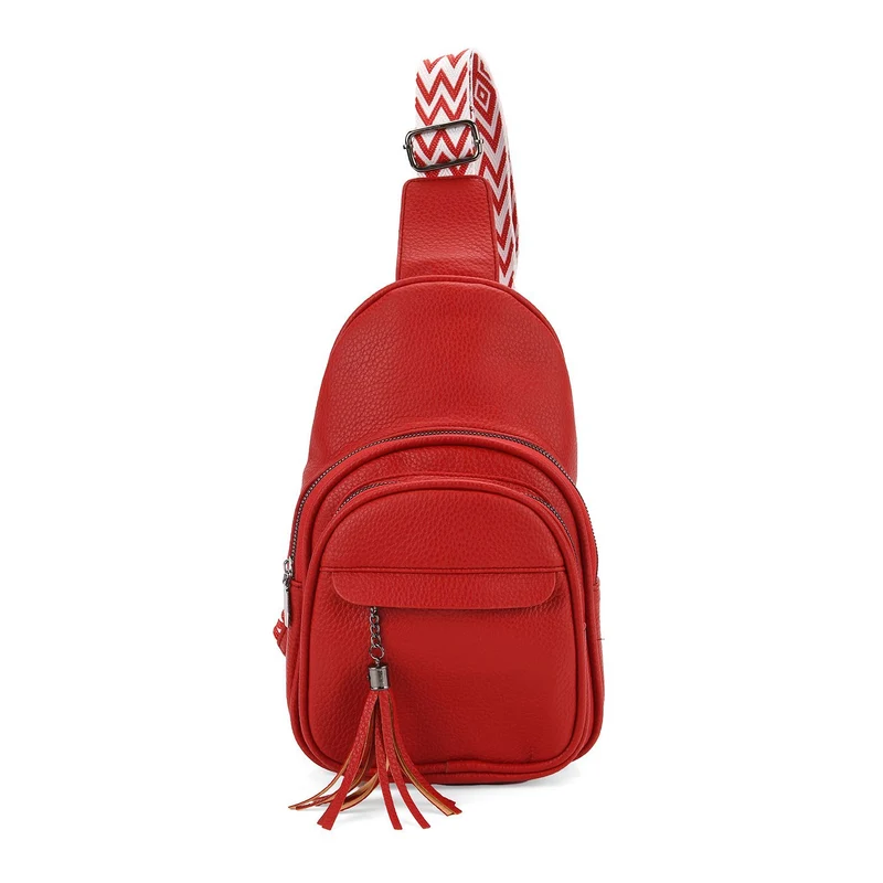 Crossbody-Tasche aus Nylon, mit mehreren Reißverschlussfächern und verstellbarem Schulterriemen, 24x15x9?cm, Rot