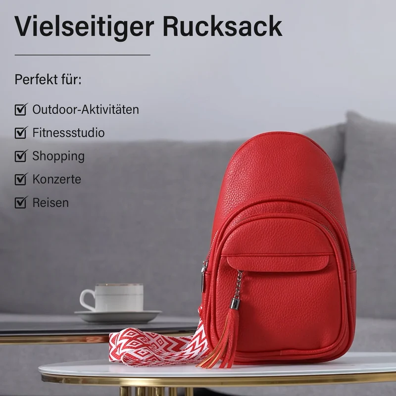 Crossbody-Tasche aus Nylon, mit mehreren Reißverschlussfächern und verstellbarem Schulterriemen, 24x15x9?cm, Rot