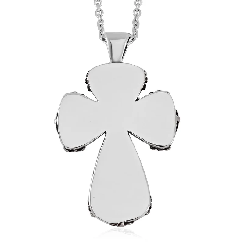 Oxidierter Kreuz-Anhänger im Murano-Stil mit 50cm Kette, Edelstahl
