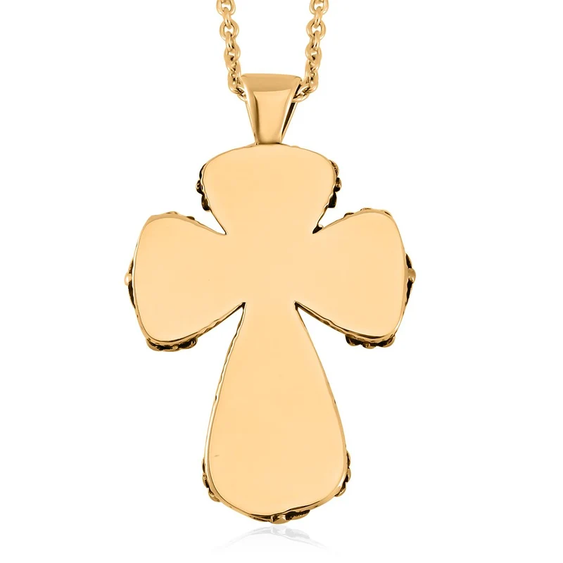 Oxidierter Kreuz-Anhänger im Murano-Stil mit 50cm Kette, Edelstahl