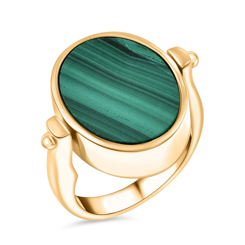 2-in-1 Blaues Türkis Siegel Ring und Anhänger im Wende-Design, Messing goldfarben, mit Edelstahlkette, (Größe 21.00), ca. 15.44 ct