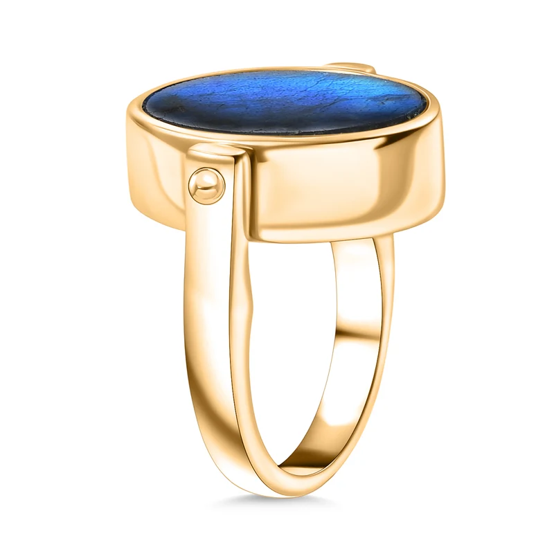 2-in-1 Blaues Türkis Siegel Ring und Anhänger im Wende-Design, Messing goldfarben, mit Edelstahlkette, (Größe 21.00), ca. 15.44 ct