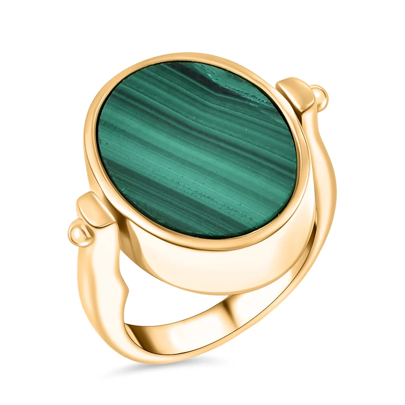 2-in-1 Blaues Türkis Siegel Ring und Anhänger im Wende-Design, Messing goldfarben, mit Edelstahlkette, (Größe 21.00), ca. 15.44 ct