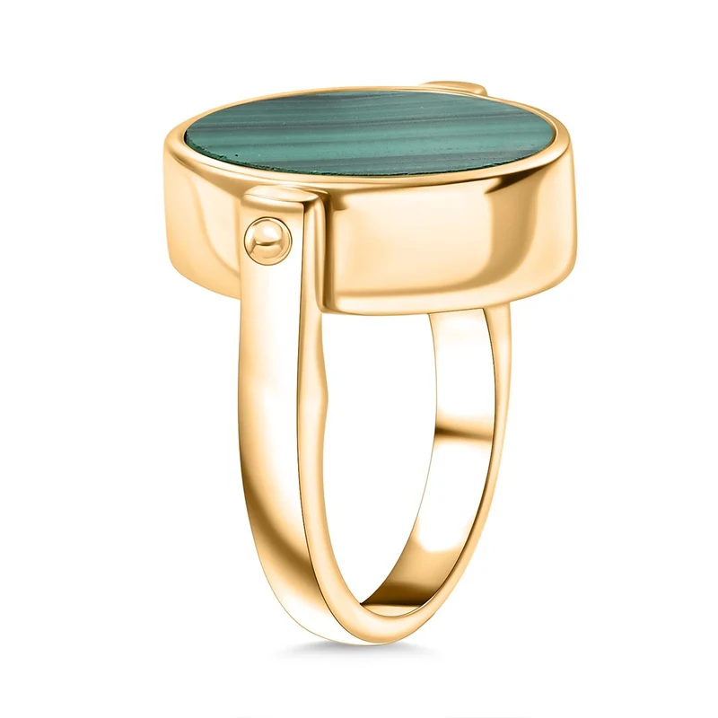2-in-1 Blaues Türkis Siegel Ring und Anhänger im Wende-Design, Messing goldfarben, mit Edelstahlkette, (Größe 21.00), ca. 15.44 ct