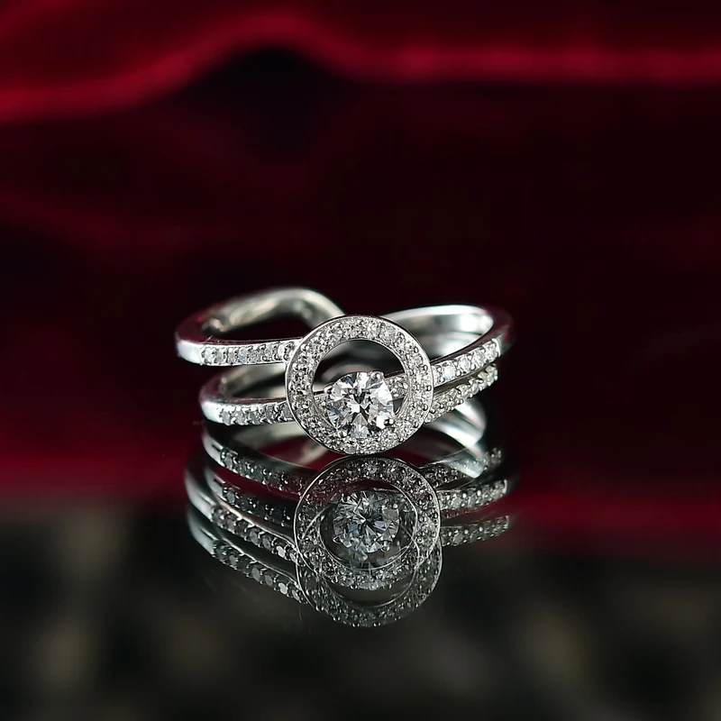 LUXURIANT DIAMOND - Lab Grown Diamant SI-GH SGL zertifiziert Schmuckset 925 Silber rhodiniert (Größe 20) ca. 0,50 ct.