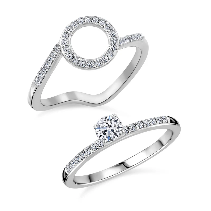 LUXURIANT DIAMOND - Lab Grown Diamant SI-GH SGL zertifiziert Schmuckset 925 Silber rhodiniert (Größe 20) ca. 0,50 ct.