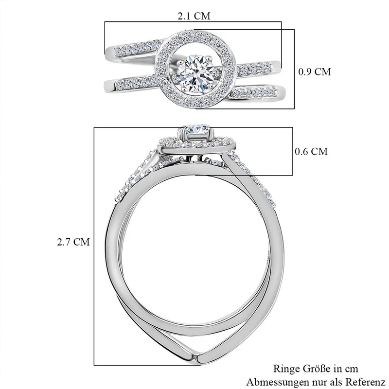 LUXURIANT DIAMOND - Lab Grown Diamant SI-GH SGL zertifiziert Schmuckset 925 Silber rhodiniert (Größe 20) ca. 0,50 ct.