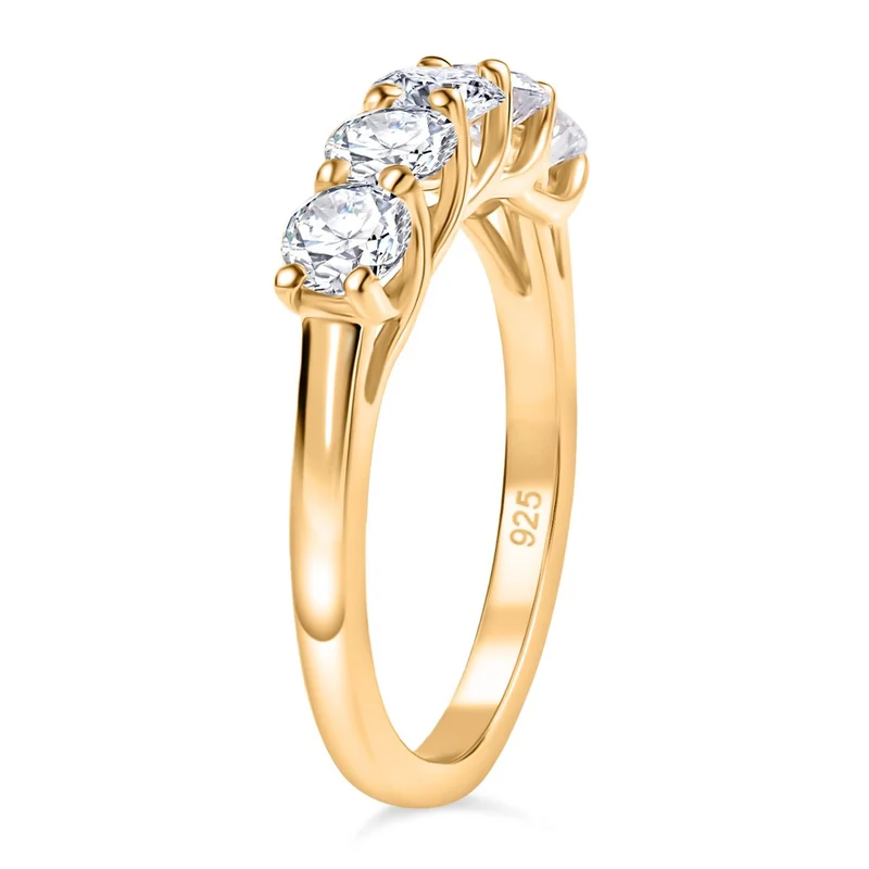 2er Set - Moissanit Anhänger und Ring (Größe 16.00), 925 Silber 750 Gelbgold Vermeil ca. 2.50 ct
