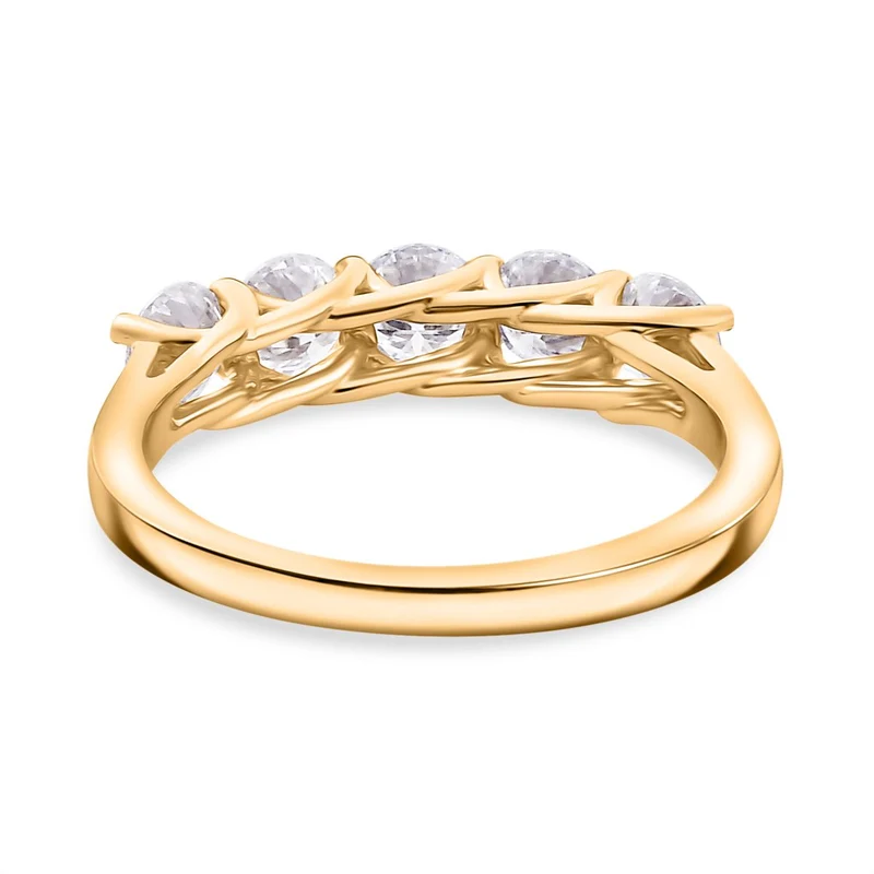 2er Set - Moissanit Anhänger und Ring (Größe 16.00), 925 Silber 750 Gelbgold Vermeil ca. 2.50 ct