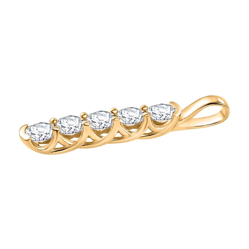 2er Set - Moissanit Anhänger und Ring (Größe 16.00), 925 Silber 750 Gelbgold Vermeil ca. 2.50 ct