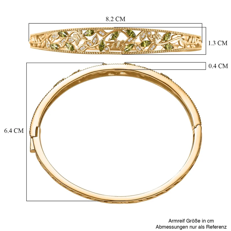 LUSTRO STELLA - Grüner Zirkonia, Weißer Zirkonia Armreif ca. 19 cm Messing