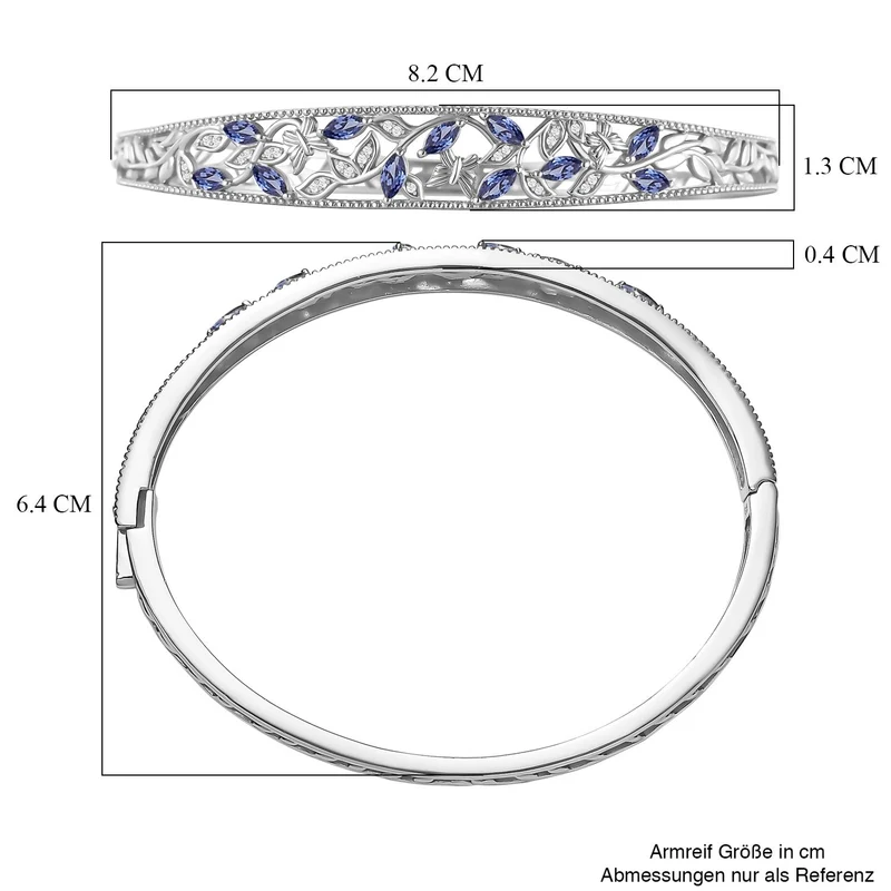 LUSTRO STELLA - Grüner Zirkonia, Weißer Zirkonia Armreif ca. 19 cm Messing