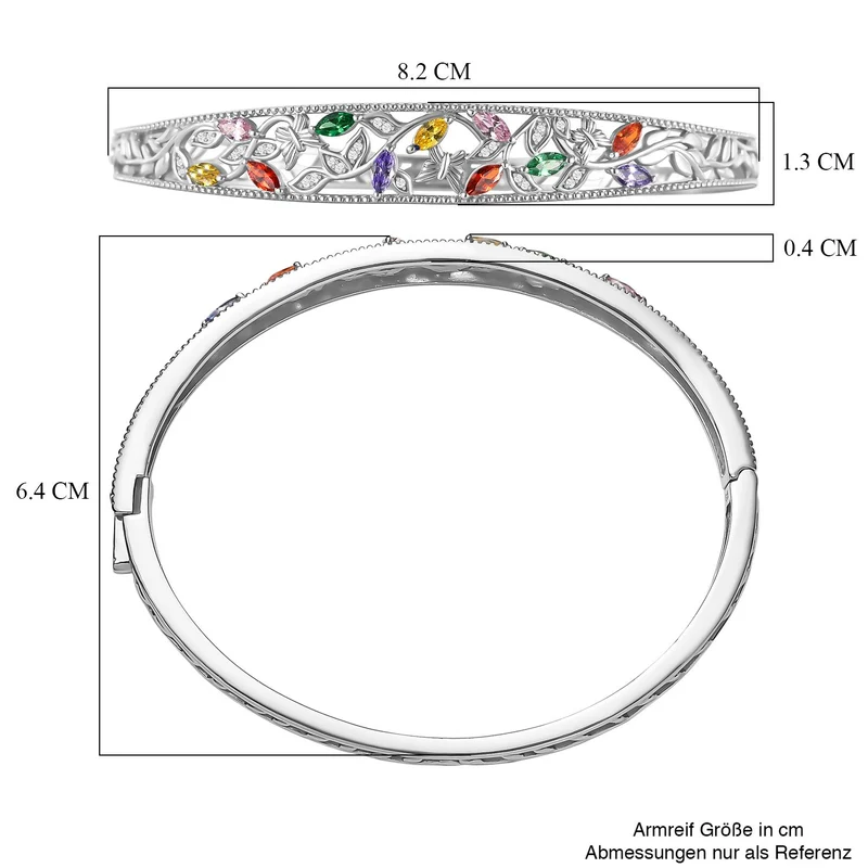 LUSTRO STELLA - Grüner Zirkonia, Weißer Zirkonia Armreif ca. 19 cm Messing