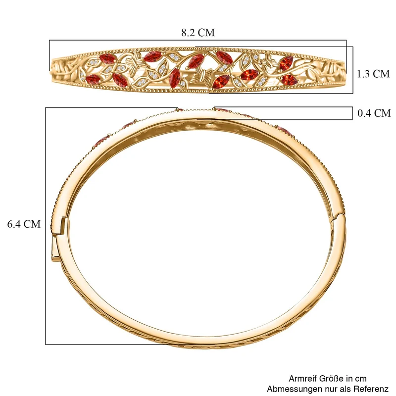 LUSTRO STELLA - Grüner Zirkonia, Weißer Zirkonia Armreif ca. 19 cm Messing