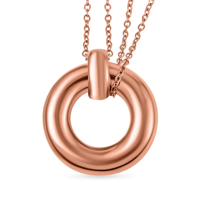 3er Set - Designer Inspiriert Armreif, Creolen und Anhänger mit kette, Rosefarben