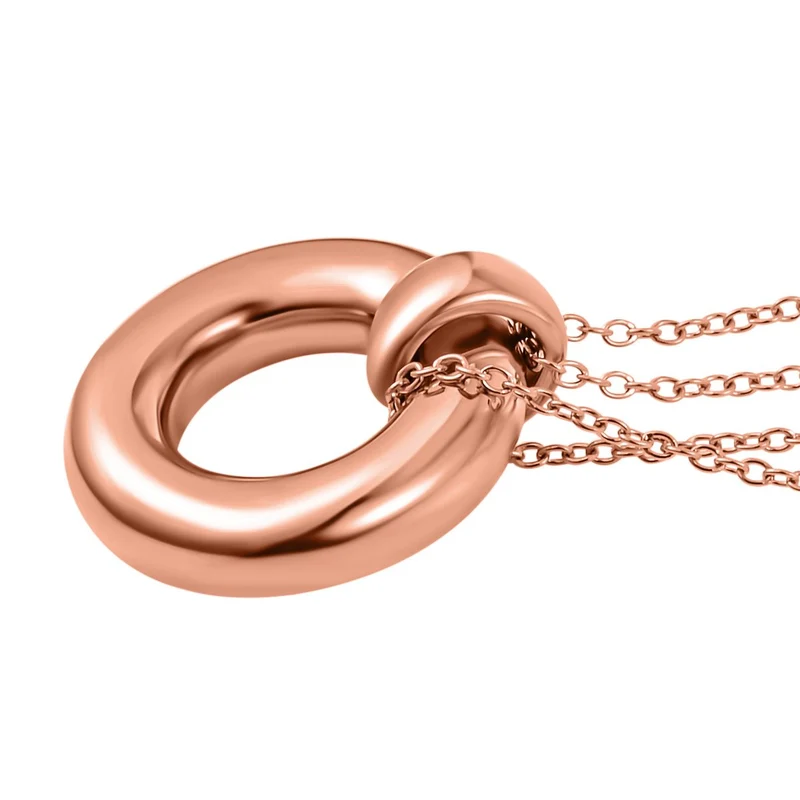 3er Set - Designer Inspiriert Armreif, Creolen und Anhänger mit kette, Rosefarben