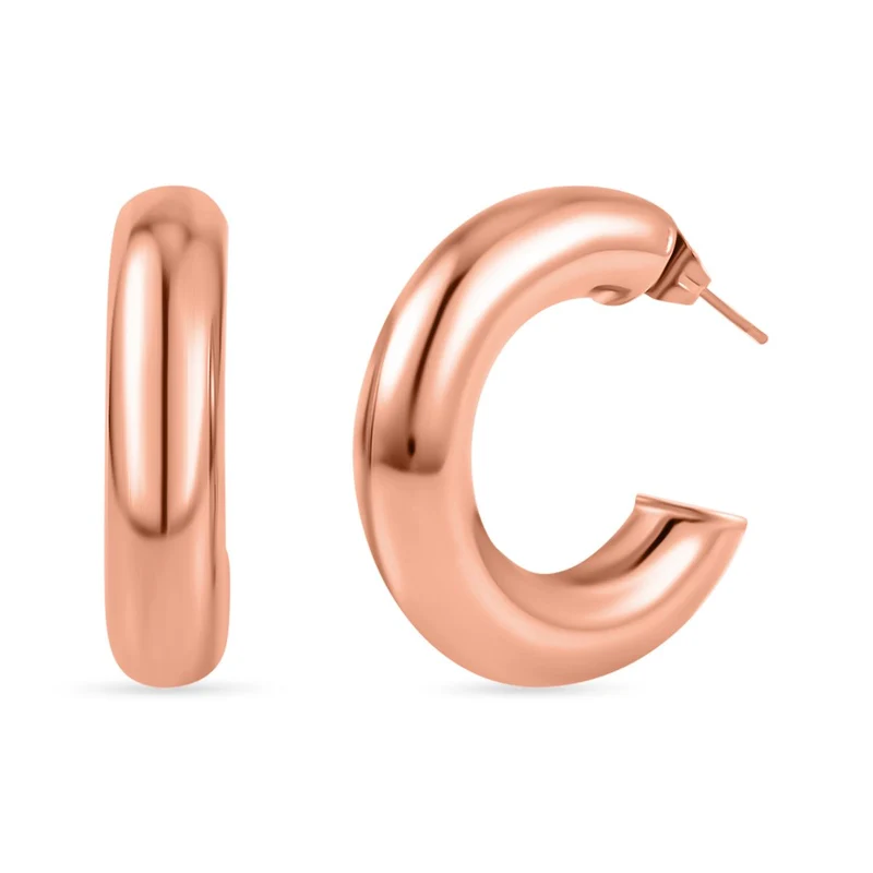 3er Set - Designer Inspiriert Armreif, Creolen und Anhänger mit kette, Rosefarben