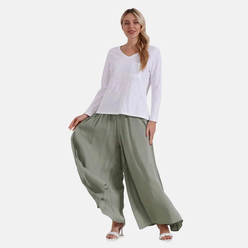 Gesmokte Taillen-Culottes, locker, bequem, elastischer Bund, 100 % Viskose, Einheitsgröße, Rosa