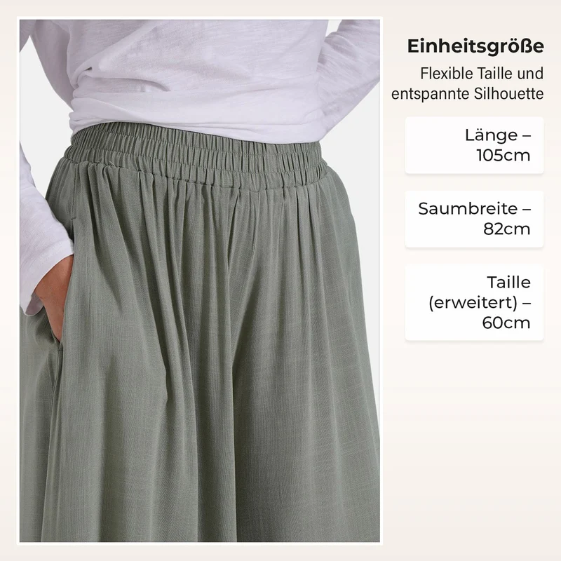 Gesmokte Taillen-Culottes, locker, bequem, elastischer Bund, 100 % Viskose, Einheitsgröße, Rosa
