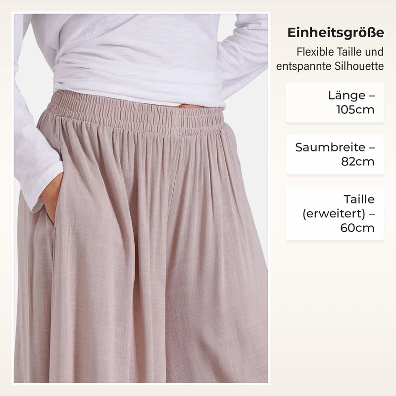 Gesmokte Taillen-Culottes, locker, bequem, elastischer Bund, 100 % Viskose, Einheitsgröße, Rosa