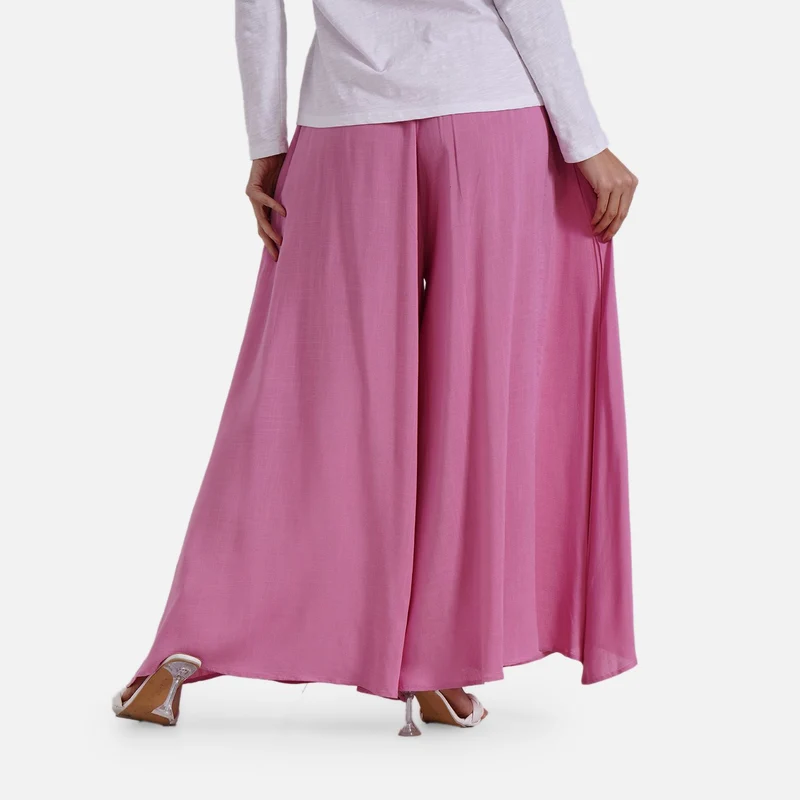 Gesmokte Taillen-Culottes, locker, bequem, elastischer Bund, 100 % Viskose, Einheitsgröße, Rosa