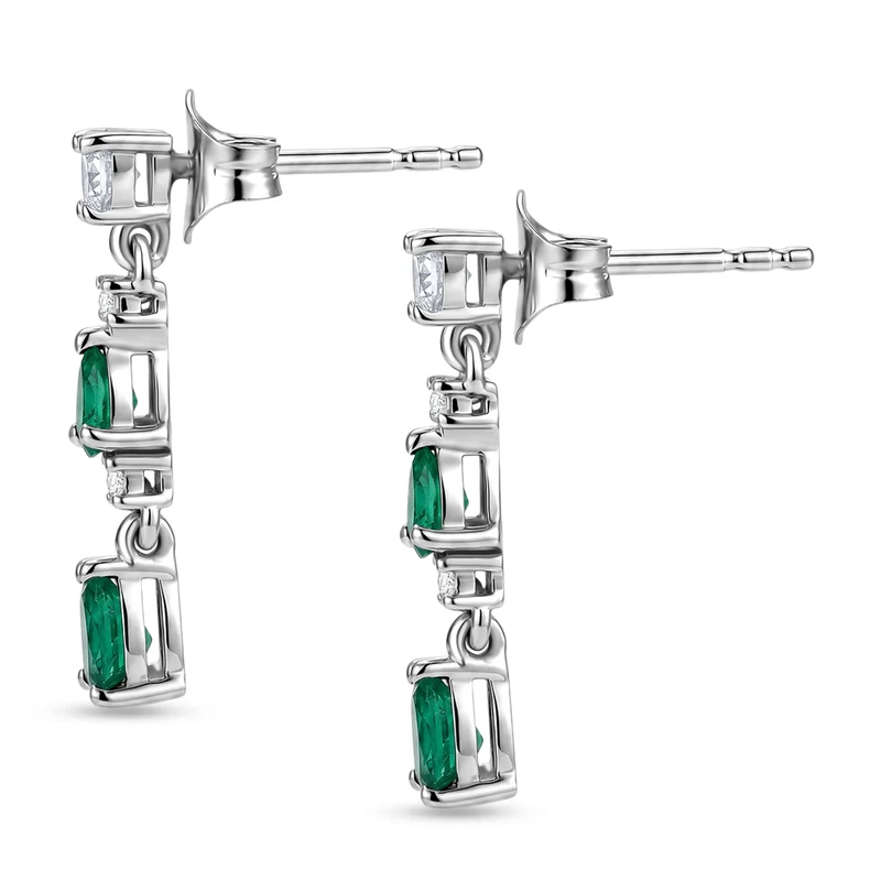 D'Joy AAA Kagem Sambischer Smaragd Ohrringe 925 Silber Rhodiniert ca. 1.09 ct