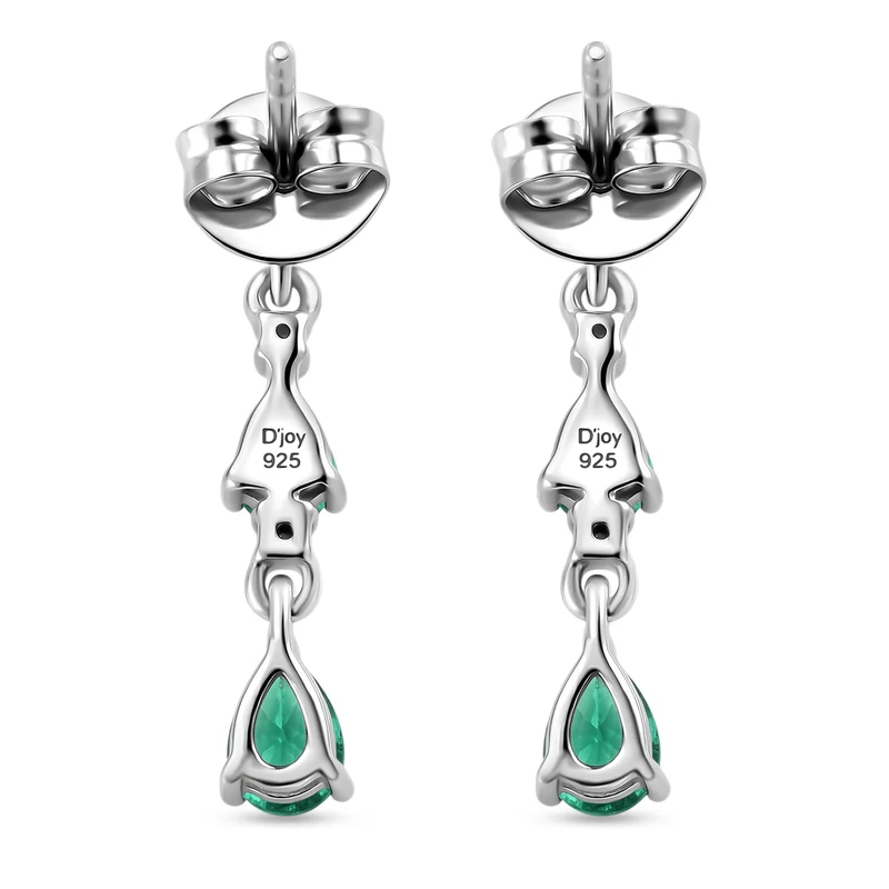 D'Joy AAA Kagem Sambischer Smaragd Ohrringe 925 Silber Rhodiniert ca. 1.09 ct