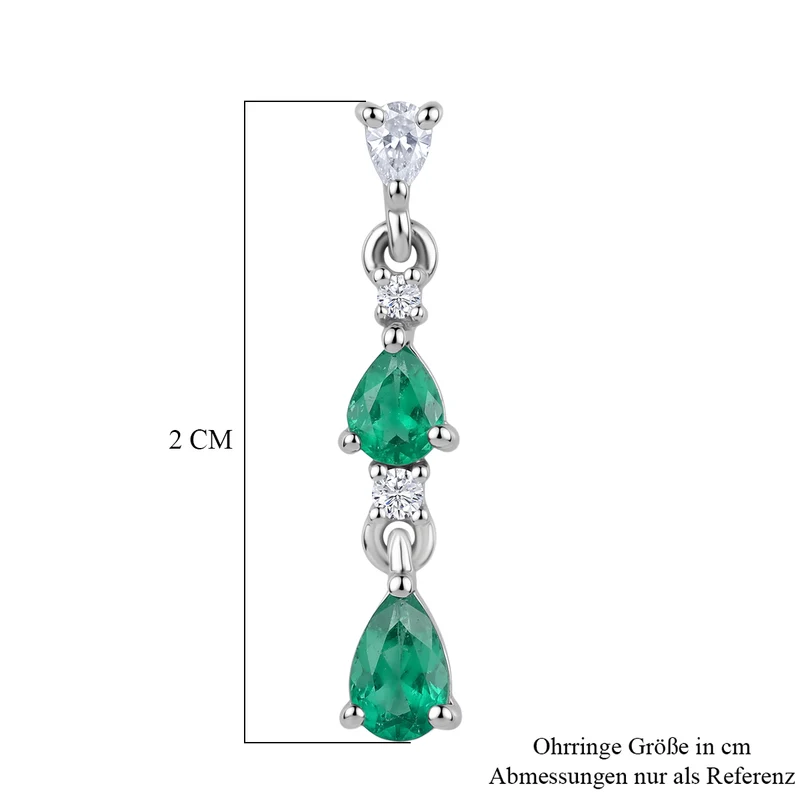 D'Joy AAA Kagem Sambischer Smaragd Ohrringe 925 Silber Rhodiniert ca. 1.09 ct