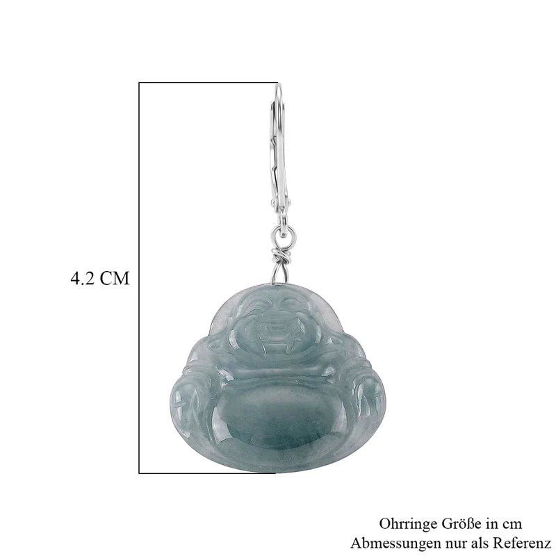 D'Joy Natürlicher Olmek Jadeit Ohrringe 925 Silber Rhodiniert ca. 20.00 ct