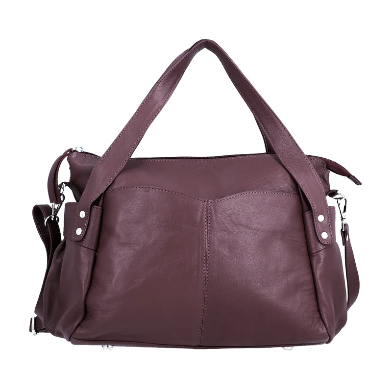 100% echte Leder Handtasche RFID Schutz, 43x28x7,5 cm, Braun