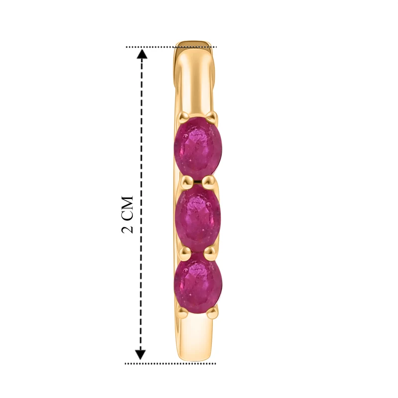 D'Joy AA afrikanische Rubin (Fissure gefüllt) Trilogie Ohrringe, 925 Silber 750 vergoldet - 1,64 ct.