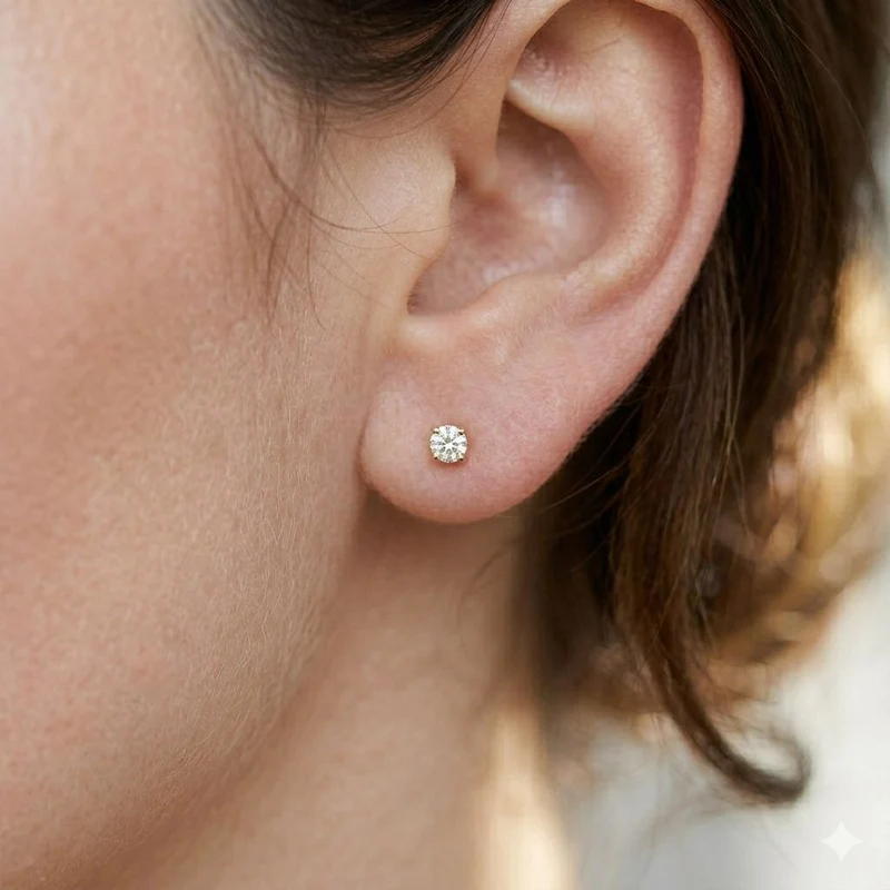 LUXURIANT 0,50 ct. SI-GH Labor Diamant Ohrringe, 925 Silber 750 Gelbgold Vermeil