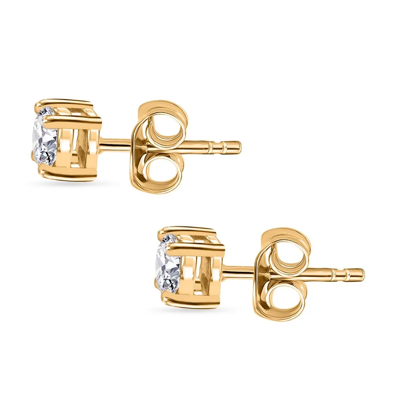 LUXURIANT 0,50 ct. SI-GH Labor Diamant Ohrringe, 925 Silber 750 Gelbgold Vermeil