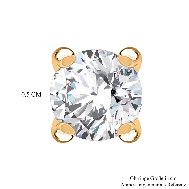 LUXURIANT 0,50 ct. SI-GH Labor Diamant Ohrringe, 925 Silber 750 Gelbgold Vermeil