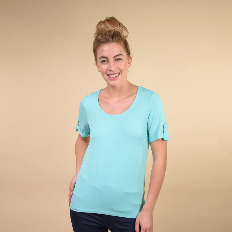 Damen kurzes Ärmel T-Shirt, Hellblau