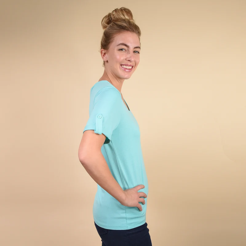 Damen kurzes Ärmel T-Shirt, Hellblau