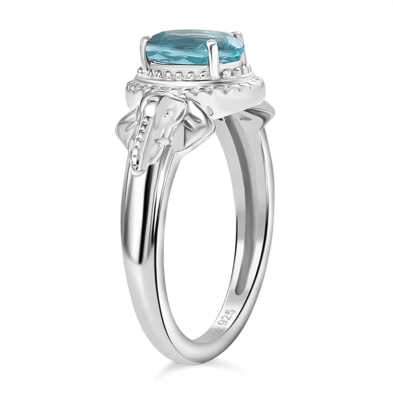 2er Set - Lagunen Apatit Schmuckset 925 Silber rhodiniert, (Größe 17.00) ca. 1.58 ct