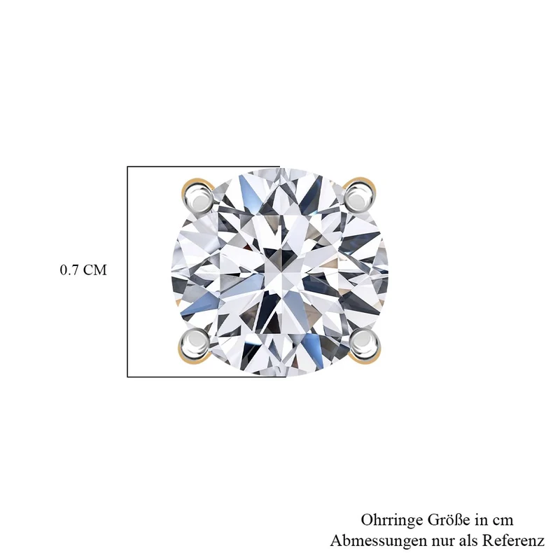 LUXURIANT 2 ct. SGL zertifizierte VS-GH Labor Diamant Ohrringe, 925 Silber Gelbgold Vermeil