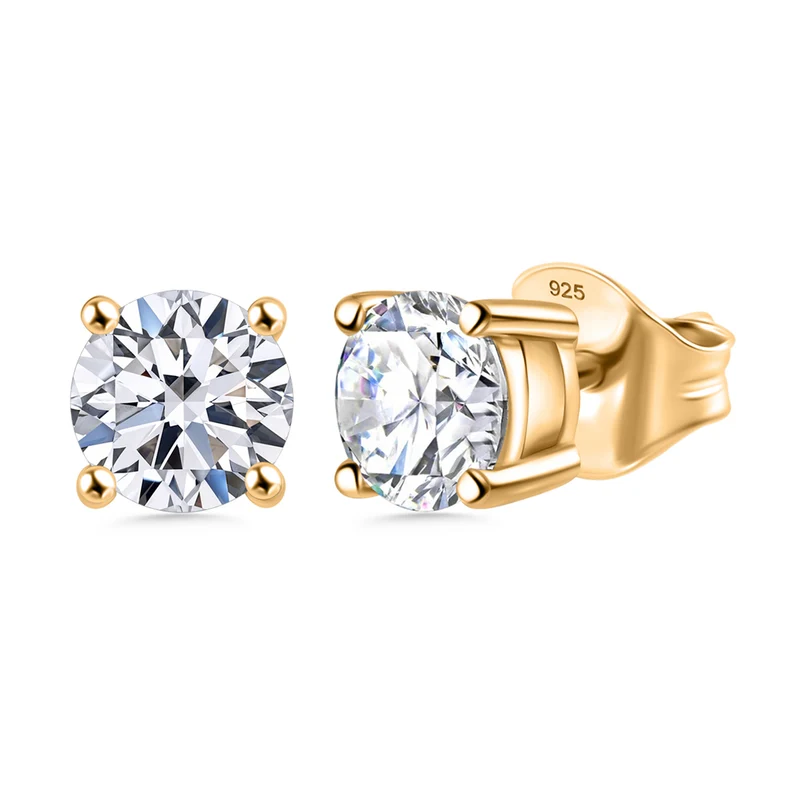 LUXURIANT 1,50 ct. SGL zertifizierte VS-EF Labor Diamant Ohrringe, 925 Silber Gelbgold Vermeil
